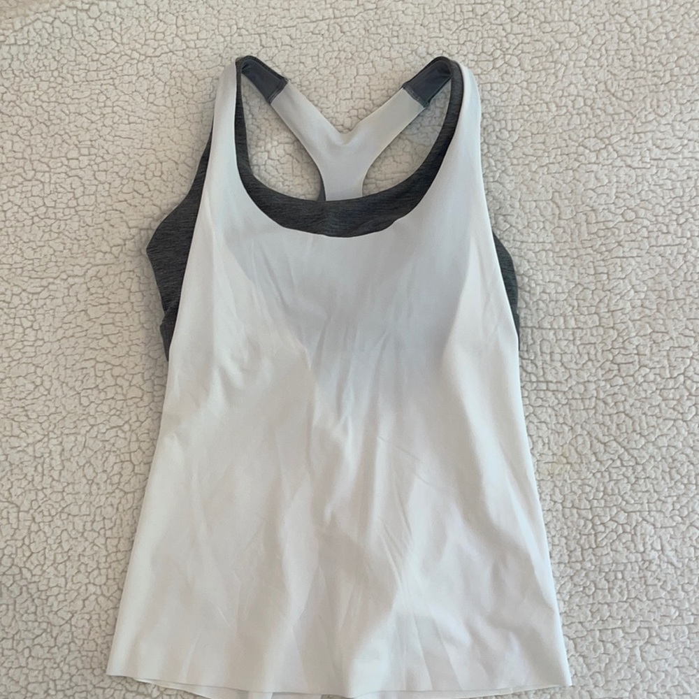 white tank with gray built in bra